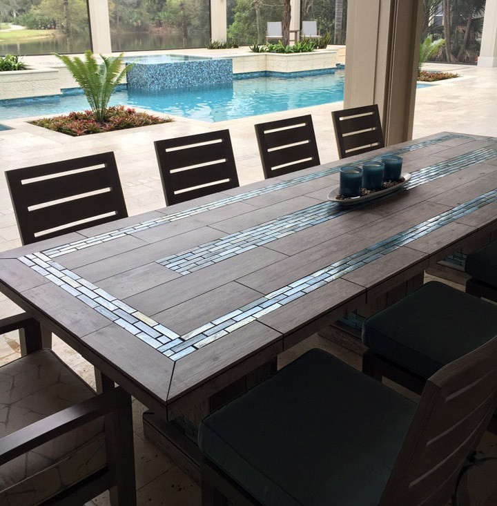 DIY Tile Table Top Outdoor
 River Stone Tile Table Top