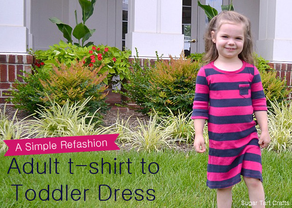 DIY Toddler T Shirt Dress
 A simple t shirt to toddler dress refashion Stitch and Pink