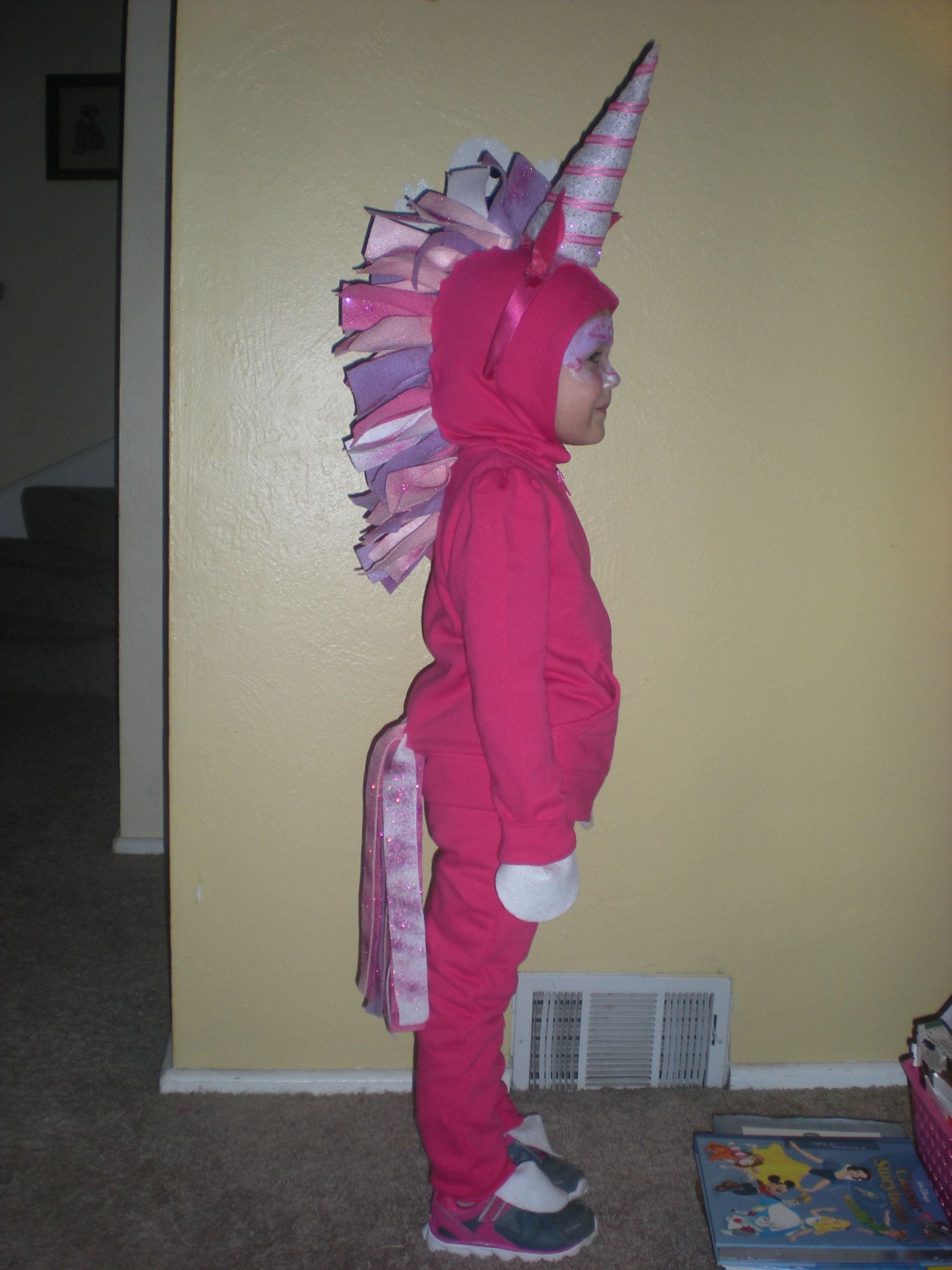 DIY Toddler Unicorn Costume
 Homemade Unicorn costume No sew just pin and glue