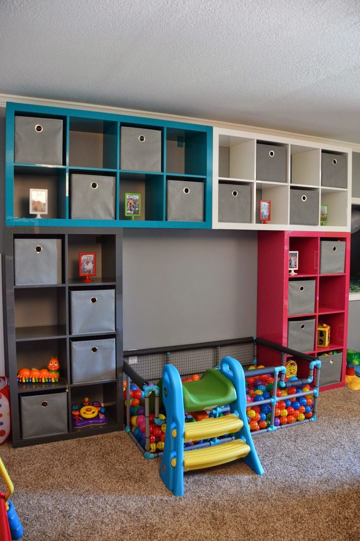 DIY Toy Room Organization
 IKEA playroom diy ball pit also shows a neat idea for a