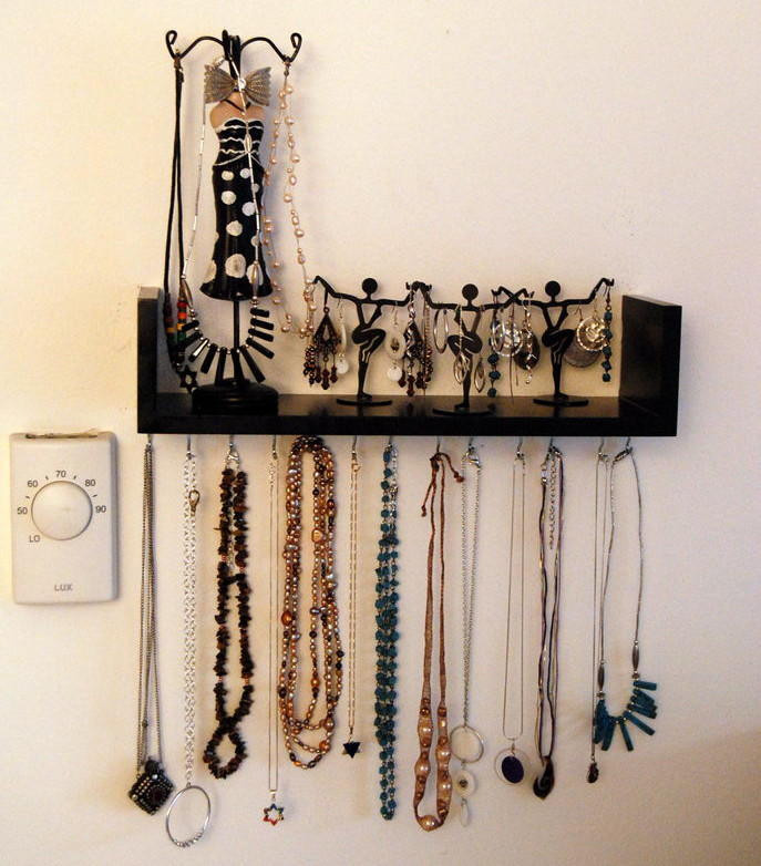 DIY Wall Jewelry Organizer
 Wall Mounted DIY Jewelry Shelf Organizer