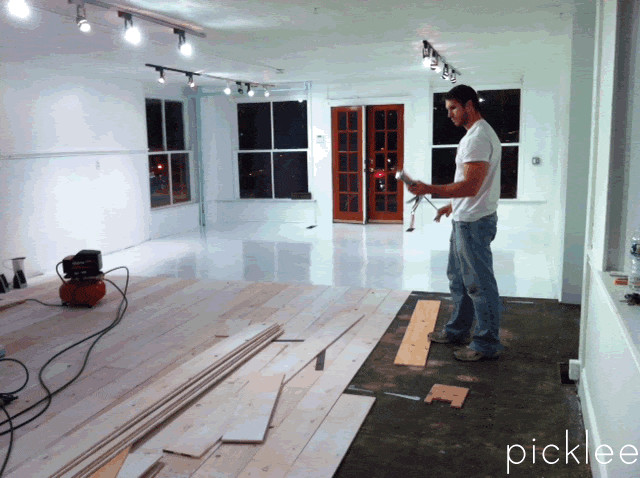 DIY Wide Plank Floors
 plywood floors diy wide tutorial