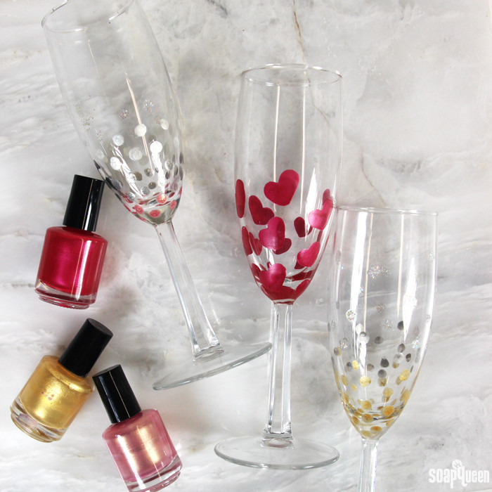 DIY Wine Glass Decorating Ideas
 DIY Nail Polish Painted Champagne Flutes Soap Queen