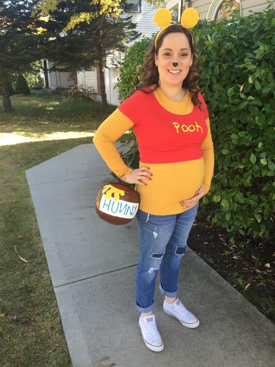 DIY Winnie The Pooh Costume
 winnie the pooh pregnancy costume halloween