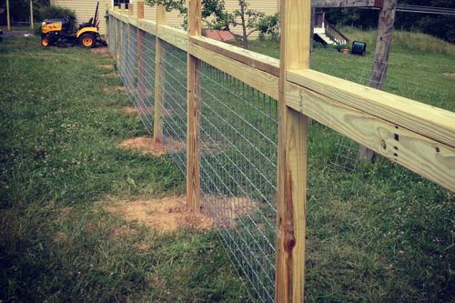 DIY Wood And Wire Fence
 Hog Wire and Wood Fence Idea DIY