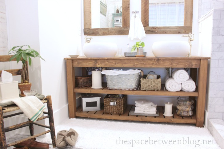 DIY Wood Bathroom Vanity
 DIY wood vanity in the master bathroom