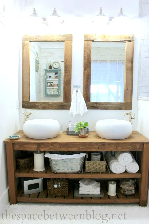 DIY Wood Bathroom Vanity
 DIY wood vanity in the master bathroom