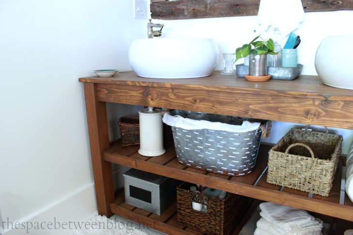 DIY Wood Bathroom Vanity
 DIY wood vanity in the master bathroom