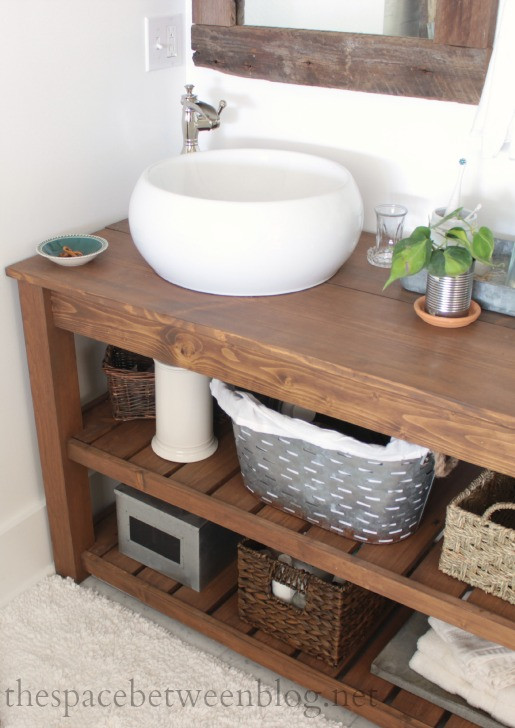 DIY Wood Bathroom Vanity
 DIY wood vanity in the master bathroom