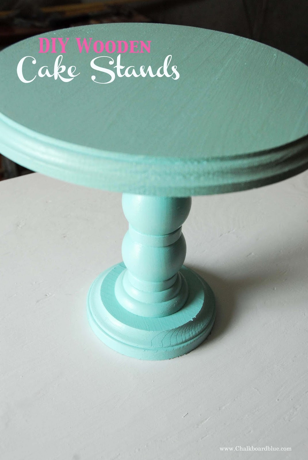 DIY Wood Cake Stand
 Chalkboard Blue DIY Wooden Cake Stands