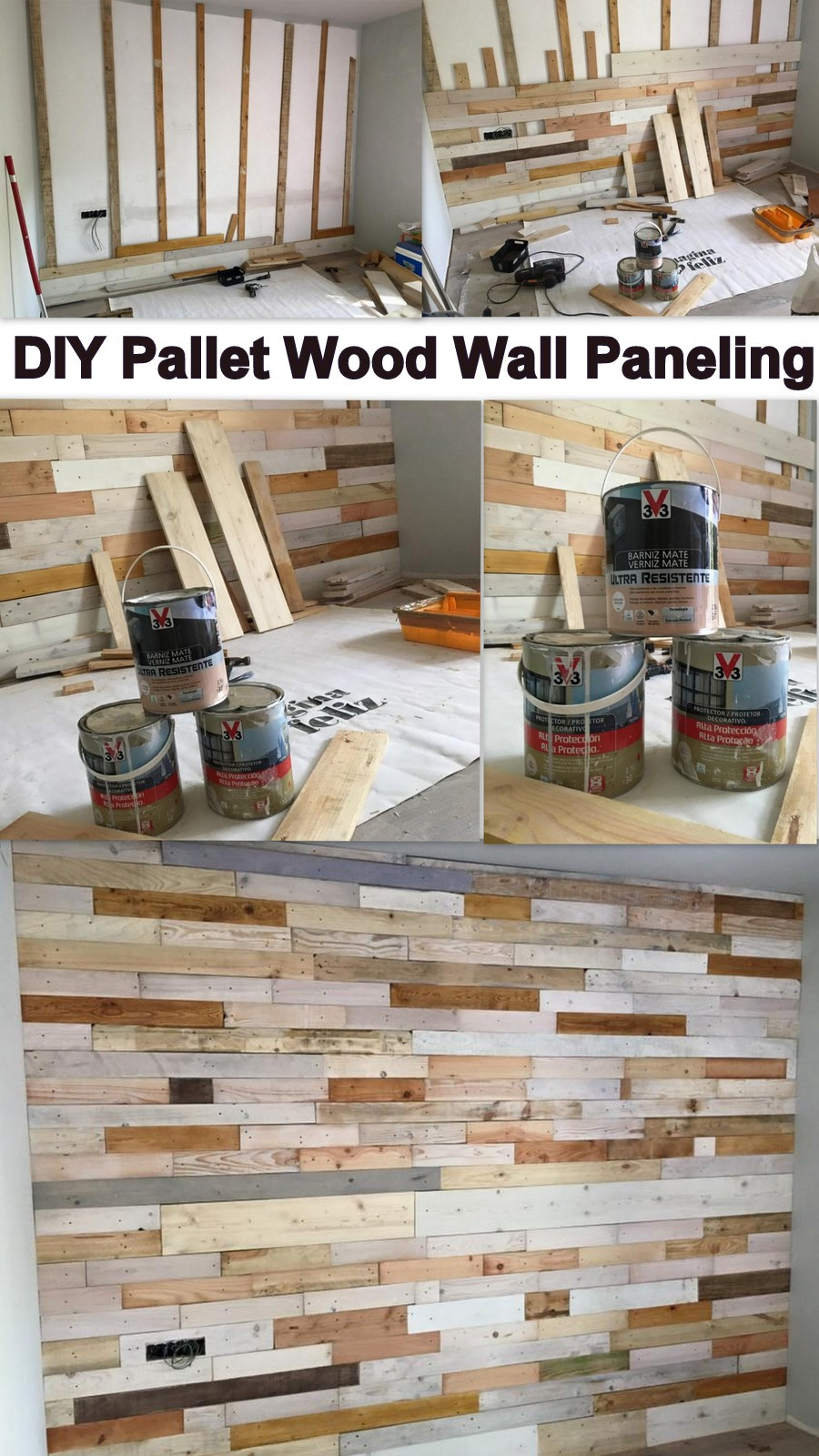 DIY Wood Panel Wall
 DIY Pallet Wood Wall Paneling
