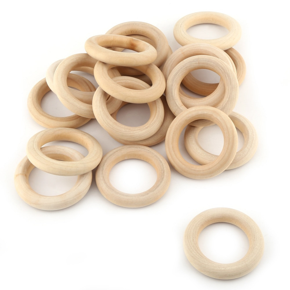 DIY Wood Ring
 W 20Pcs Natural Unfinished Wood Rings Wooden Round DIY