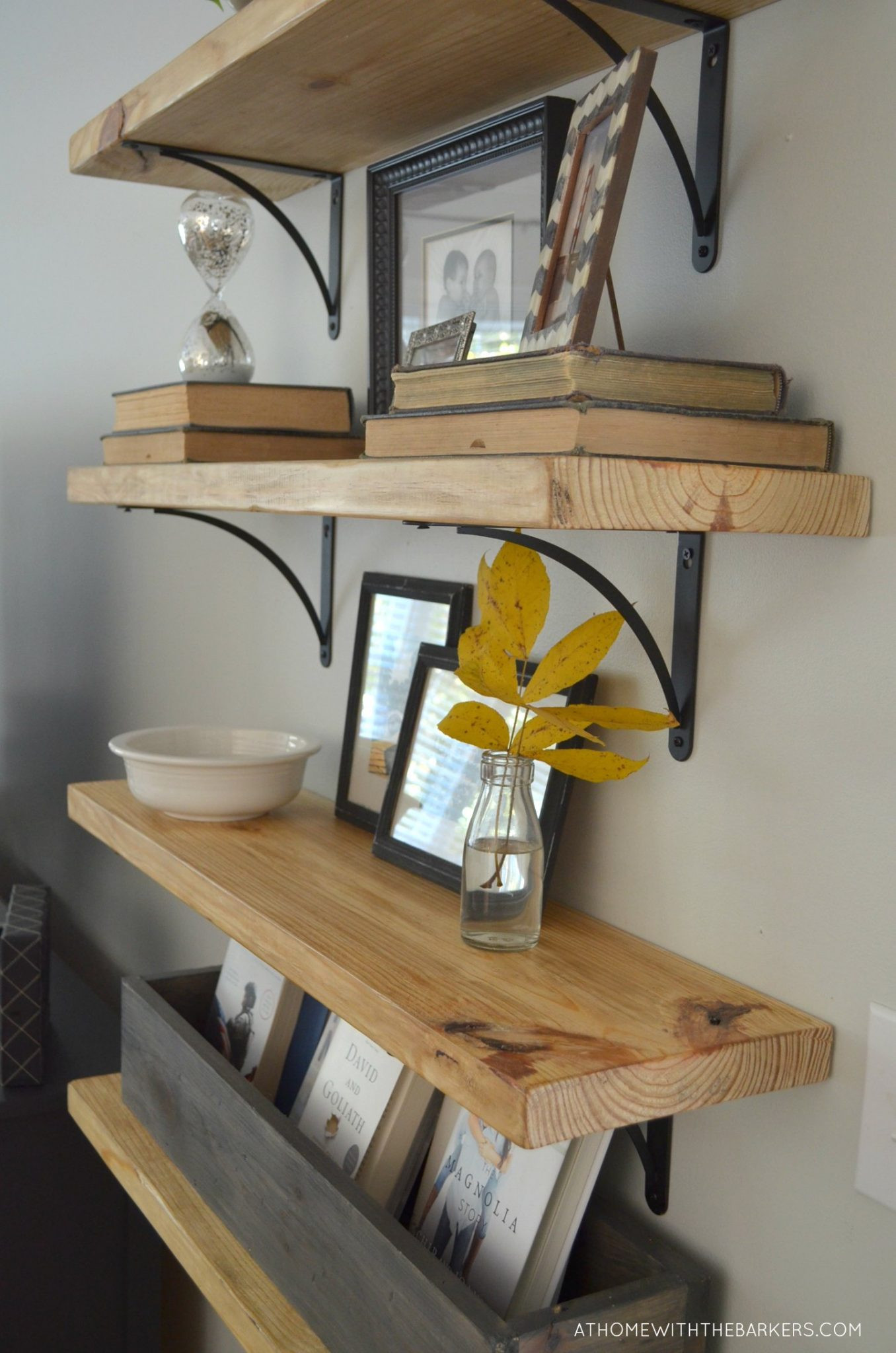 DIY Wood Shelf
 DIY Rustic Wood Shelves At Home with The Barkers