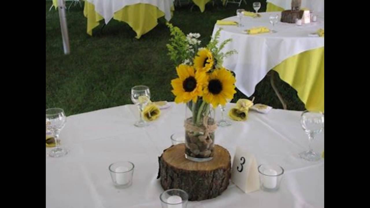 DIY Wood Slab Centerpieces
 Fall Wildflowers on DIY Wooden Slab Centerpieces