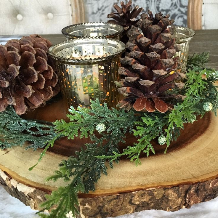 DIY Wood Slab Centerpieces
 Quince Cottage