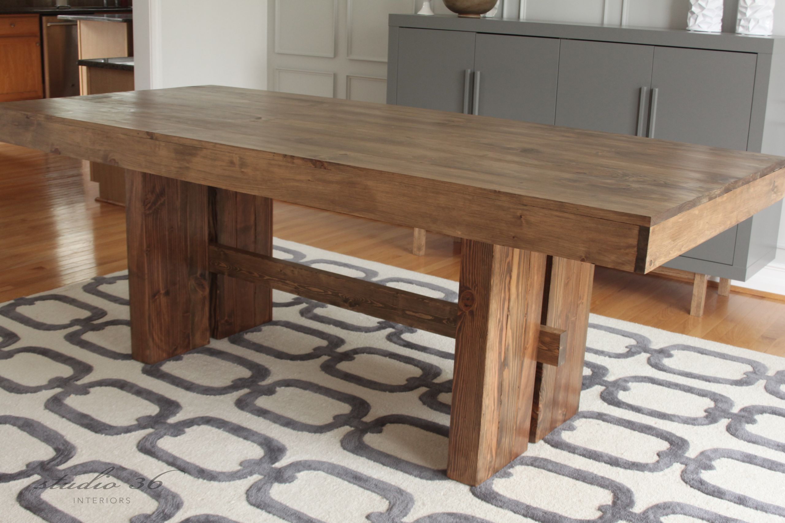 DIY Wood Table
 WEST ELM INSPIRED SOLID WOOD DINING TABLE FOR $150