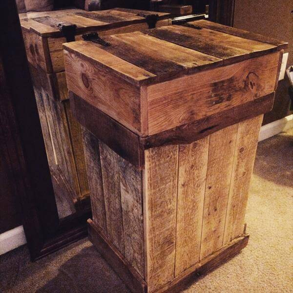 DIY Wood Trash Can
 DIY Recycled Pallet Rustic Trash Bin