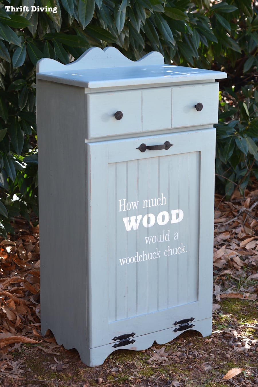 DIY Wood Trash Can
 Pretty Wooden Trash Can Makeover From the Thrift Store