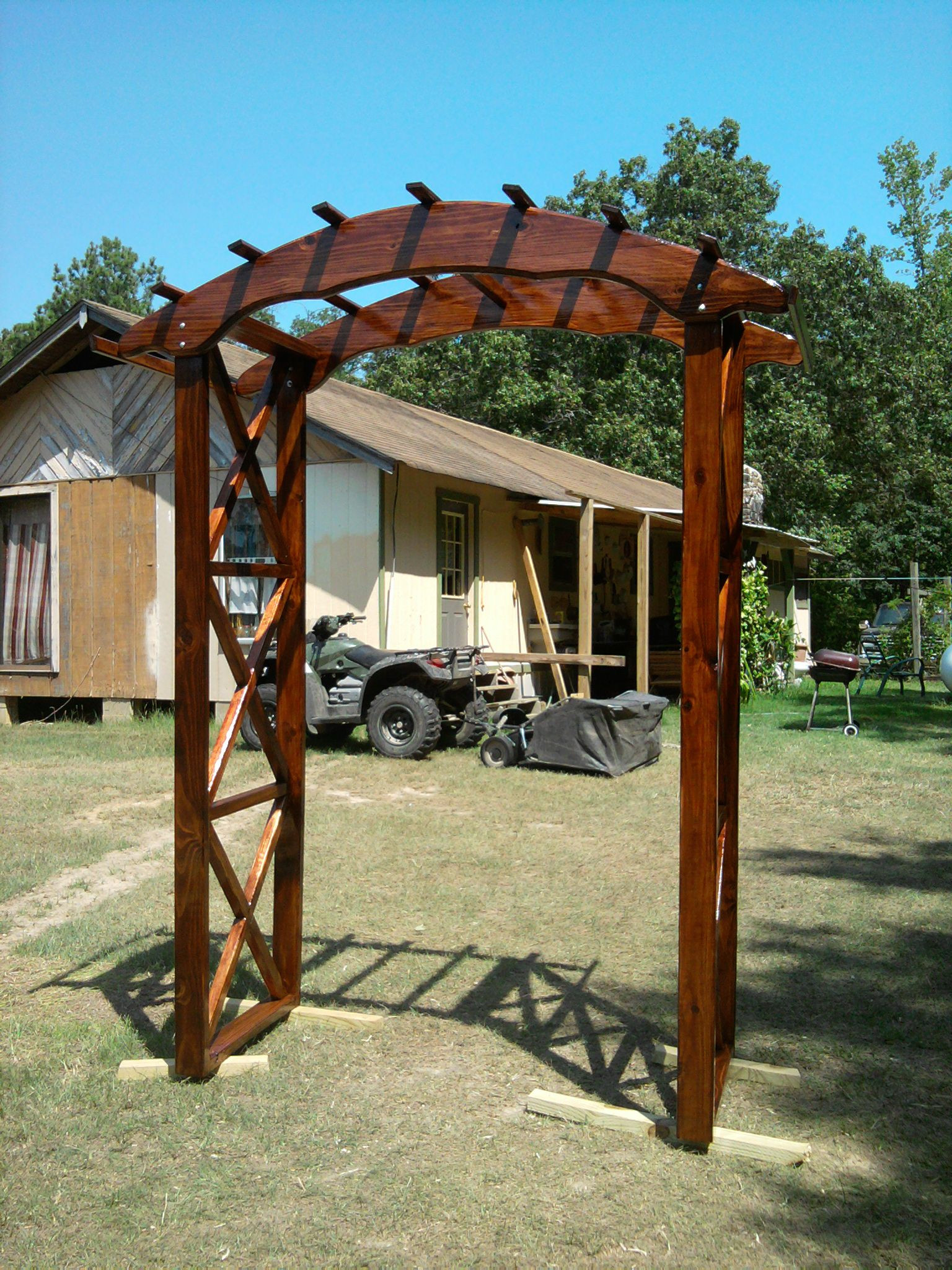 DIY Wooden Arch
 rustic arbor plans Rustic X wedding arch