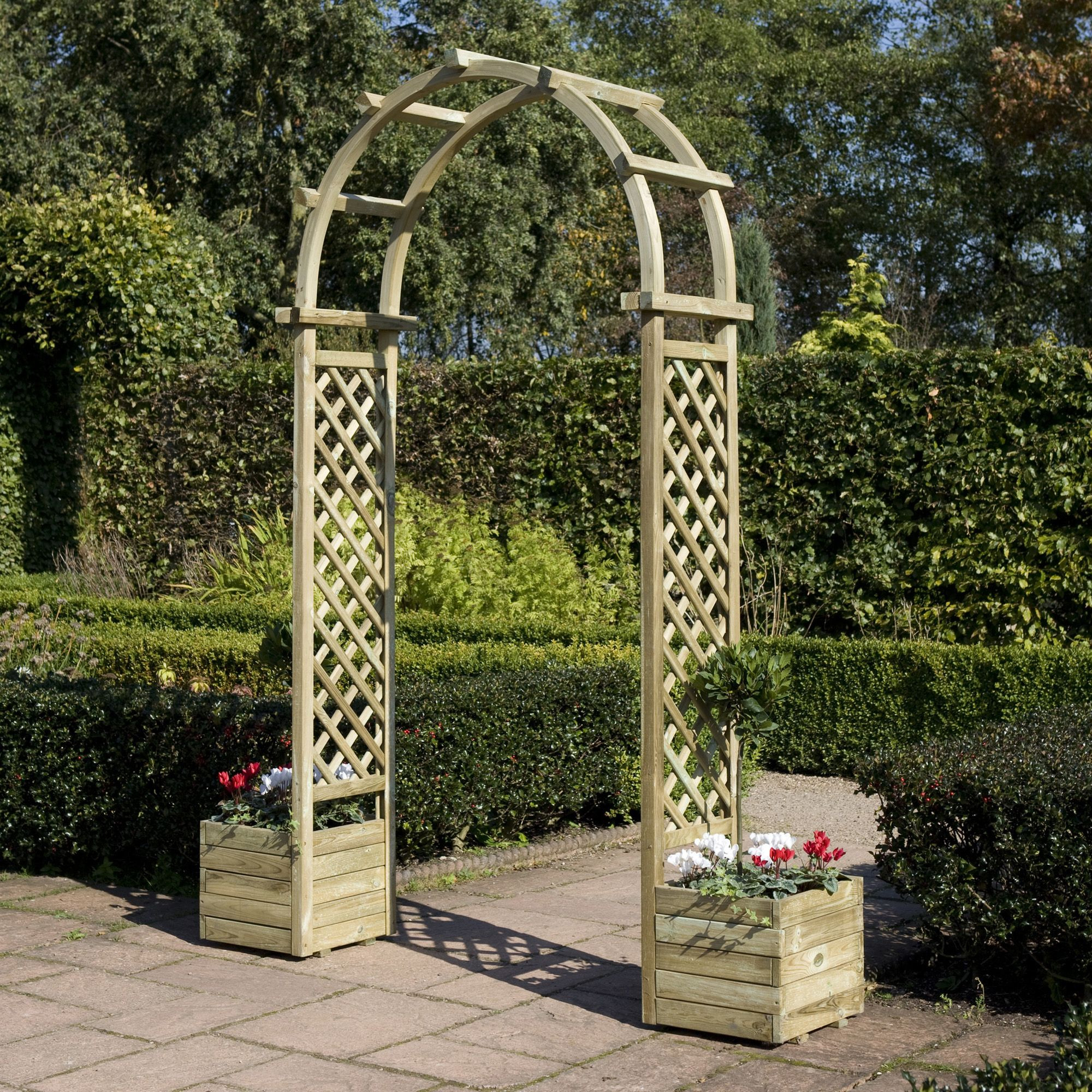 DIY Wooden Arch
 Rowlinson Softwood Round Top Arch with Planters