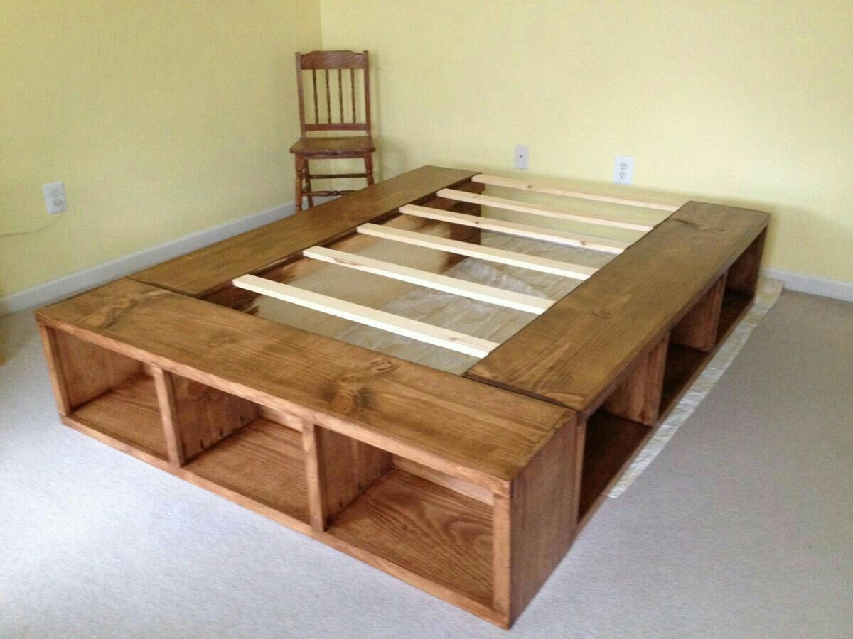 DIY Wooden Bed Frame With Storage
 Idea by Dawn Nordstrom on Crates