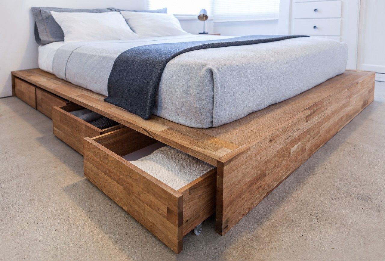 DIY Wooden Bed Frame With Storage
 LAX Storage Platform Bed