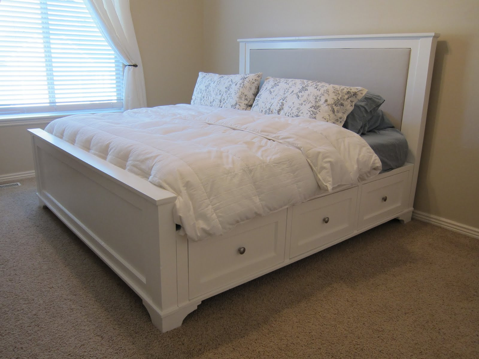 DIY Wooden Bed Frame With Storage
 Here s what it looks like today Nightstand tutorial is on