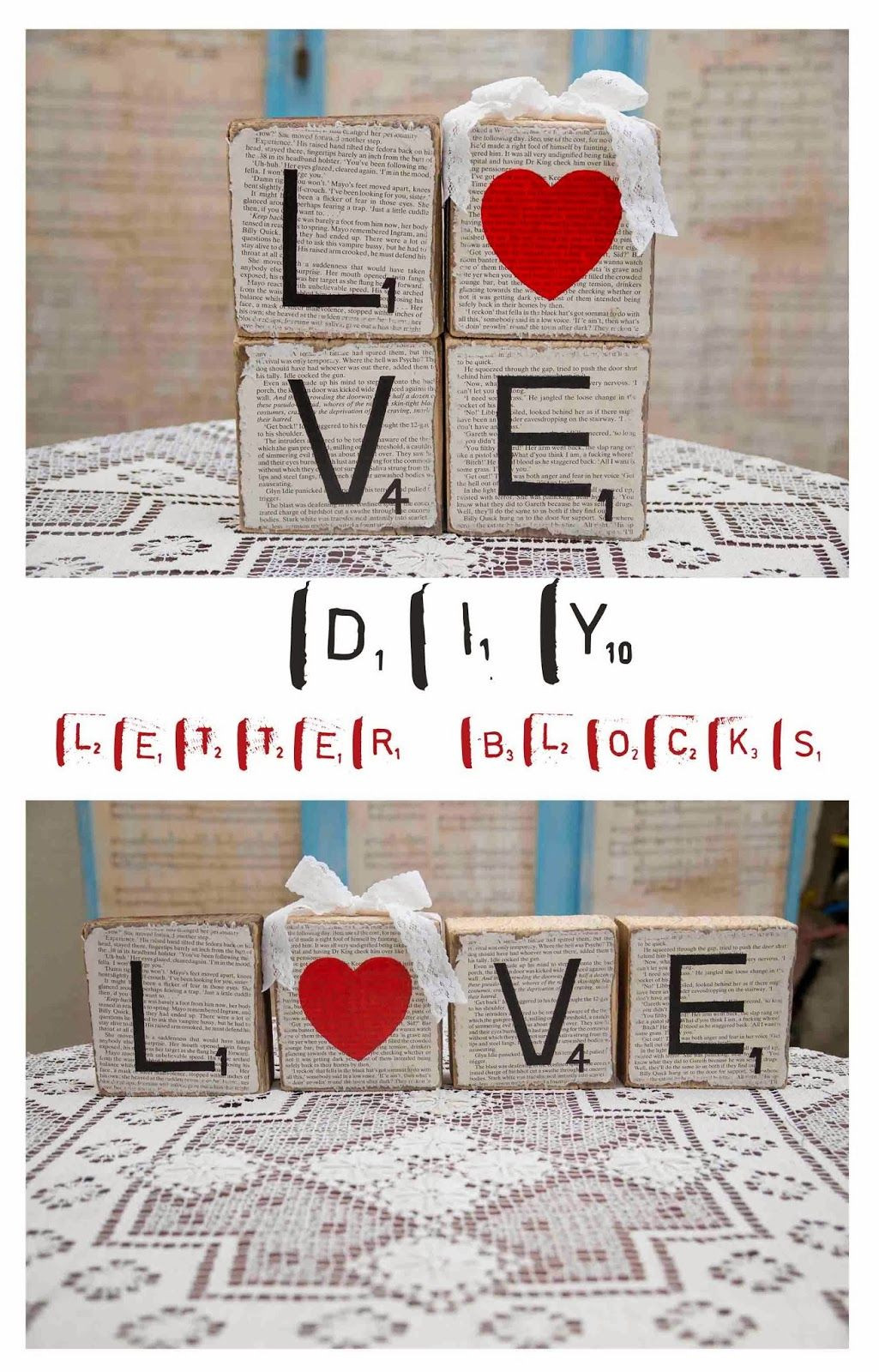 DIY Wooden Block Letters
 DIY valentines decor wooden letter blocks
