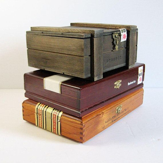 DIY Wooden Box With Hinged Lid
 1 Wood Cigar Box w Hinged Lid & Brass Hardware Wood