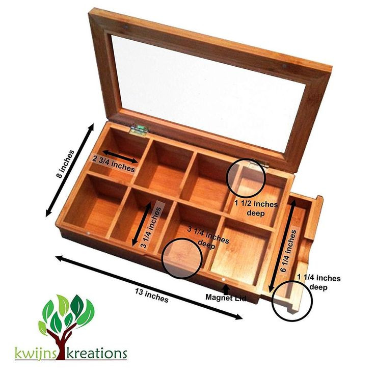 DIY Wooden Box With Hinged Lid
 Tea Storage Box Natural Chest Clear Hinged Lid 8 Section
