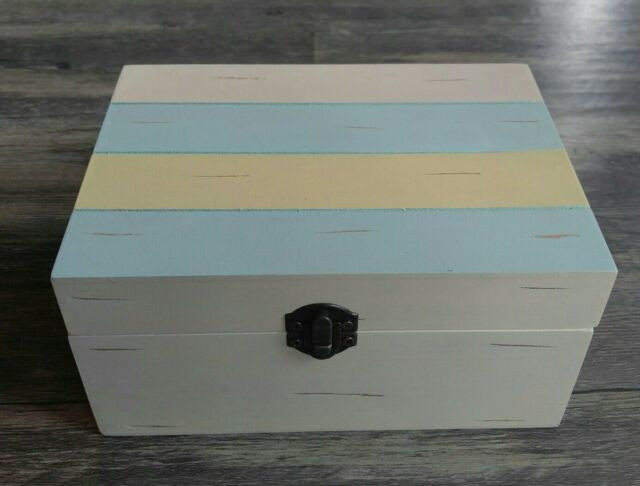 DIY Wooden Box With Hinged Lid
 New DIY Craft Rectangle Painted Wood Box Storage w Hinged