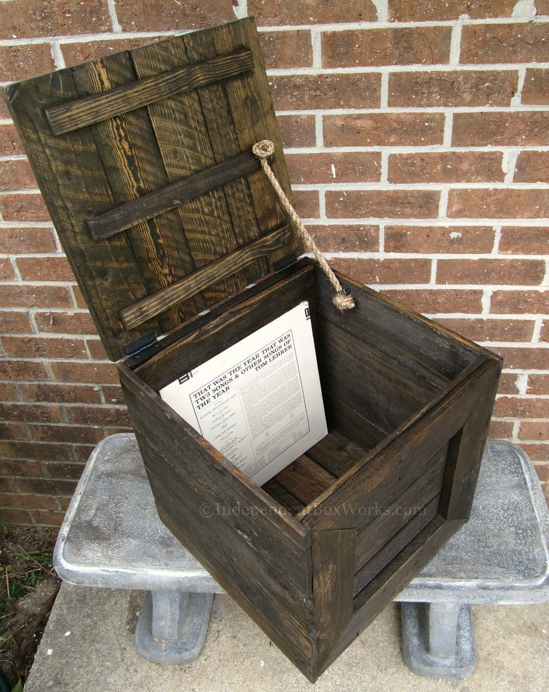 DIY Wooden Box With Hinged Lid
 Reclaimed Wood Crate with Hinged Lid Rustic Handmade