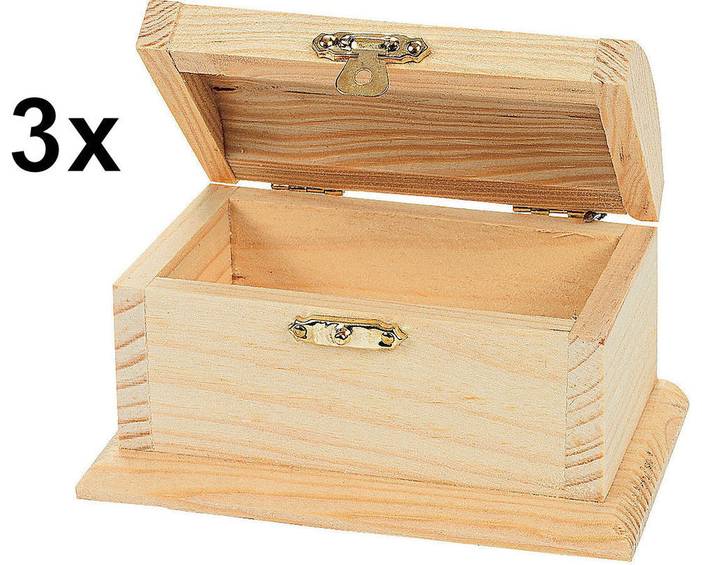DIY Wooden Boxes
 3 Unfinished Wood Treasure Chests DIY Wooden Craft Boxes