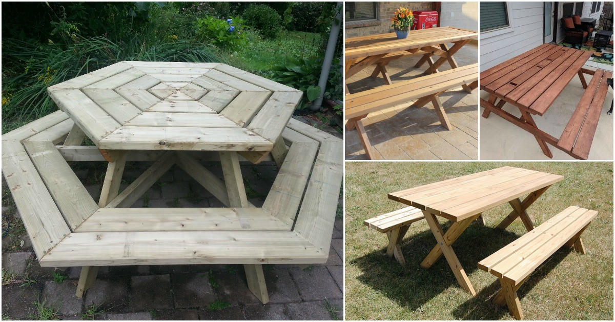 DIY Wooden Picnic Table
 18 Rustic DIY Picnic Tables for an Entertaining Summer