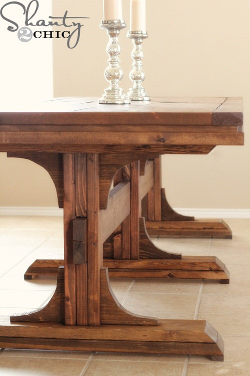 DIY Wooden Table
 DIY Dining Table Triple Pedestal Farmhouse Shanty 2 Chic