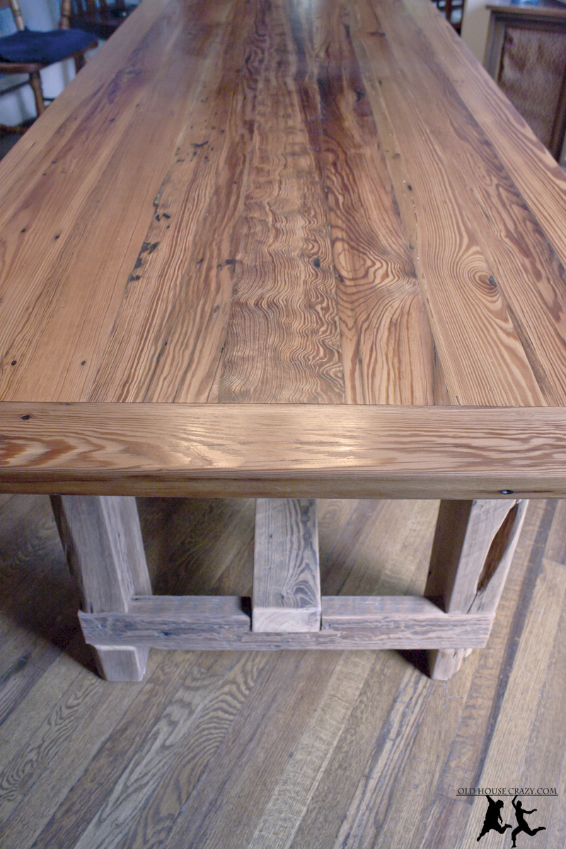 DIY Wooden Table
 Reclaimed Heart Pine Farmhouse Table – DIY – Part 5