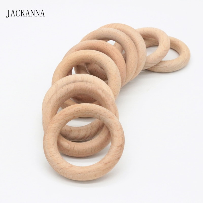 DIY Wooden Teething Ring
 40MM 55MM DIY Beech Wood Baby Teether Ring Wooden