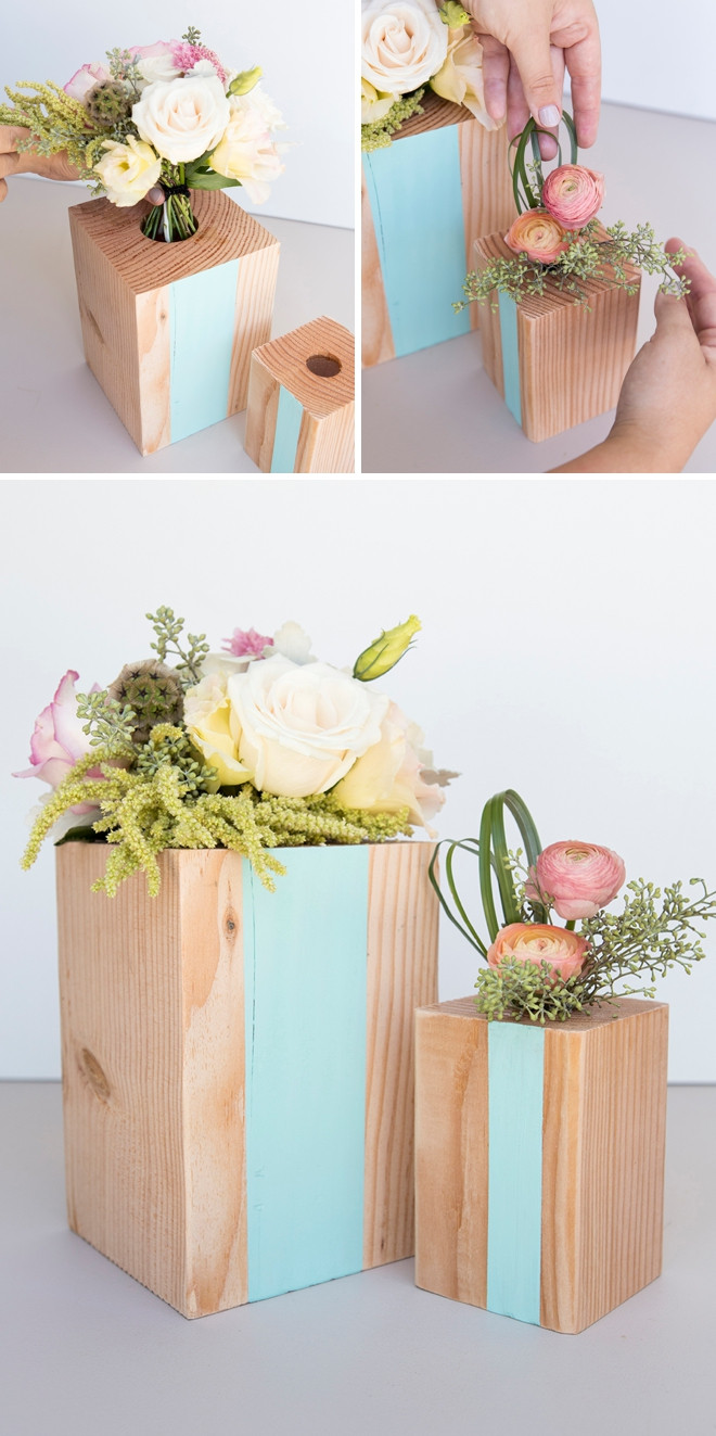 DIY Wooden Vase
 DIY PAINTED WOODEN BLOCK CENTERPIECE VASES crazyforus