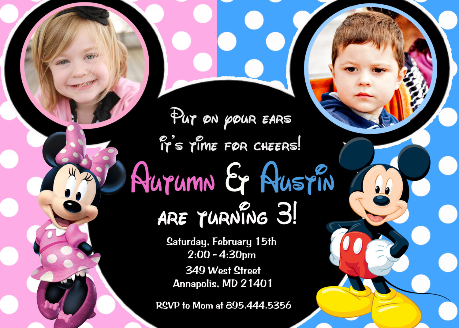 Double Birthday Invitations
 Double Kids Birthday Party Invitations – Bagvania FREE