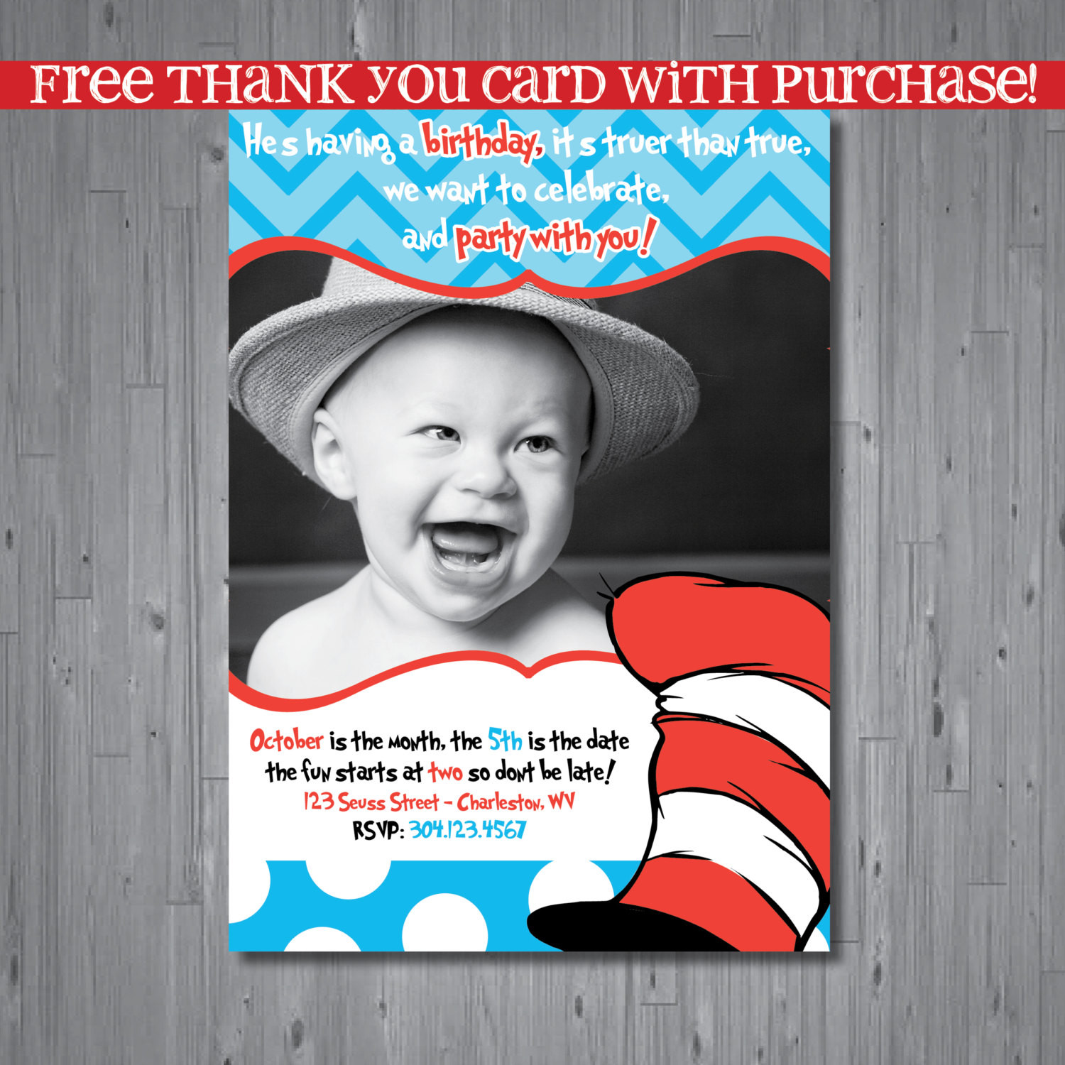 Dr Seuss 1St Birthday Party Ideas
 Dr seuss Birthday Invitation first birthday by AbbyReeseDesign