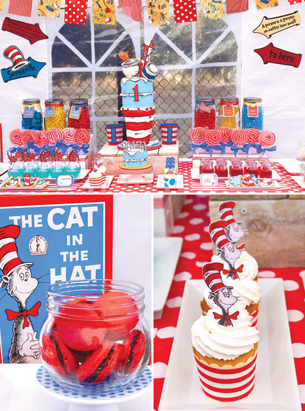 Dr Seuss 1St Birthday Party Ideas
 Quirky Dr Seuss Cat in the Hat First Birthday Party