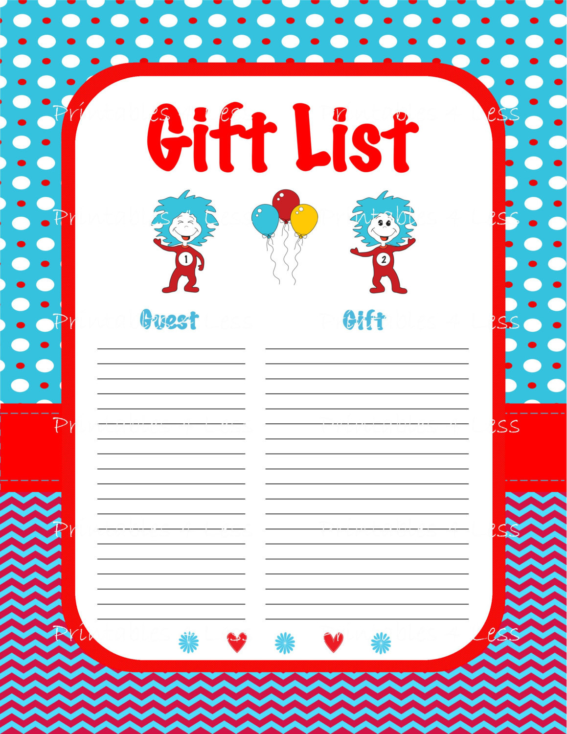 Dr.Seuss Baby Shower Gifts
 Dr Seuss Gift List Baby Shower Printable Guest Gift List