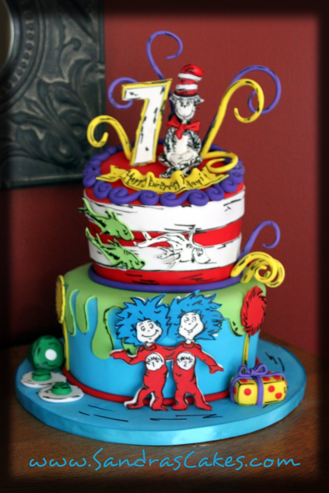 Dr Seuss Birthday Cake
 Dr Seuss inspired birthday cake
