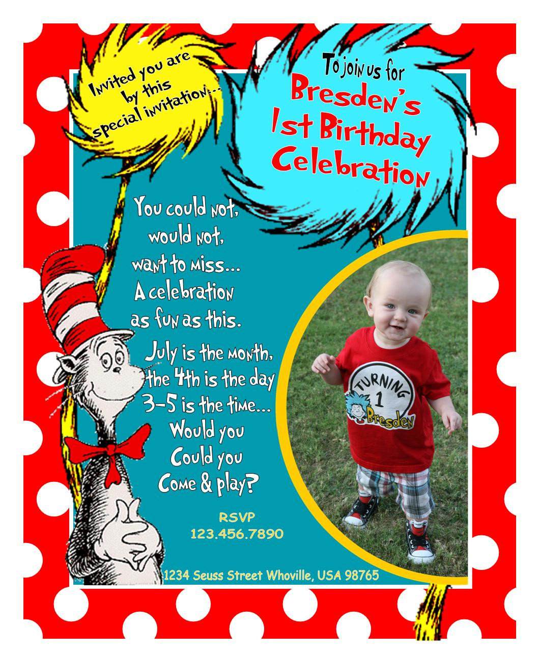 Dr Seuss Birthday Invitations
 Modern Mommy MustHaves Our Dr Seuss 1st Birthday Party