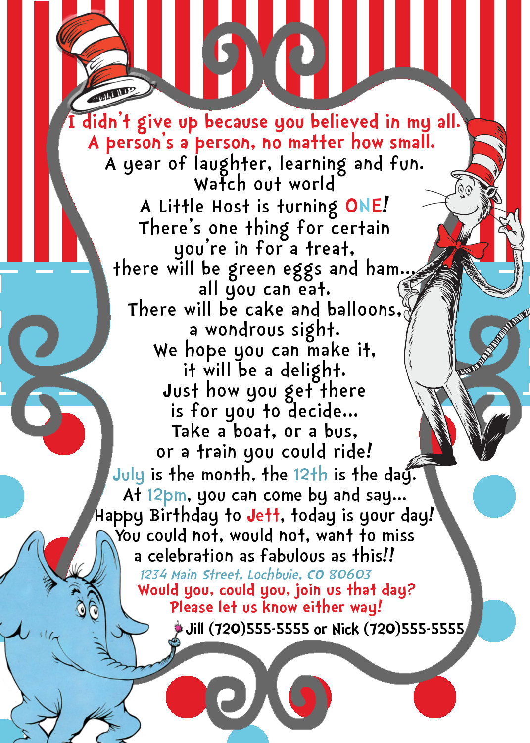 Dr Seuss Birthday Invitations
 Preemie Dr Seuss Birthday Invitation YOU Print on Storenvy