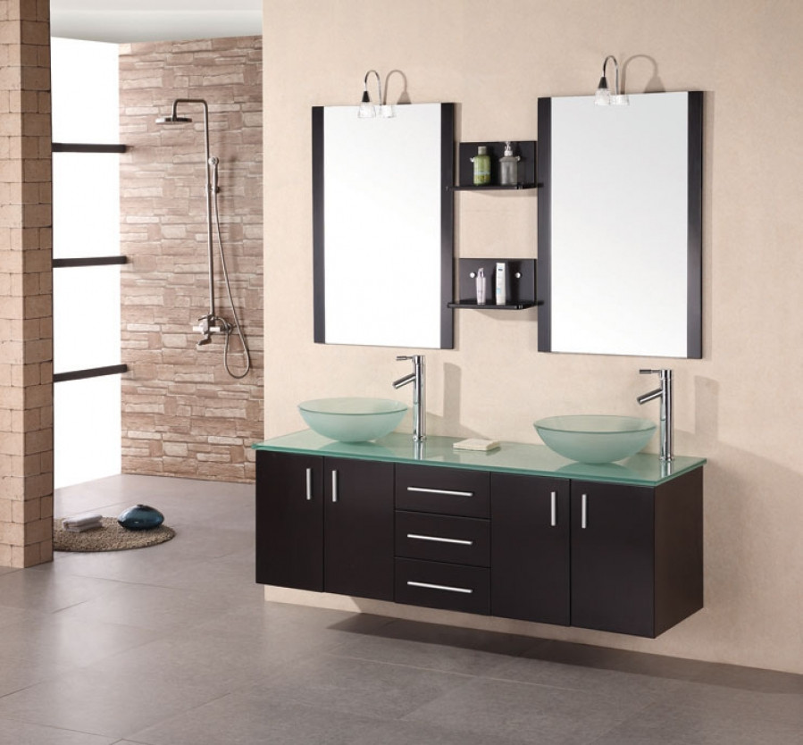 Dual Bathroom Sink
 61 Inch Modern Double Vessel Sink Bathroom Vanity in