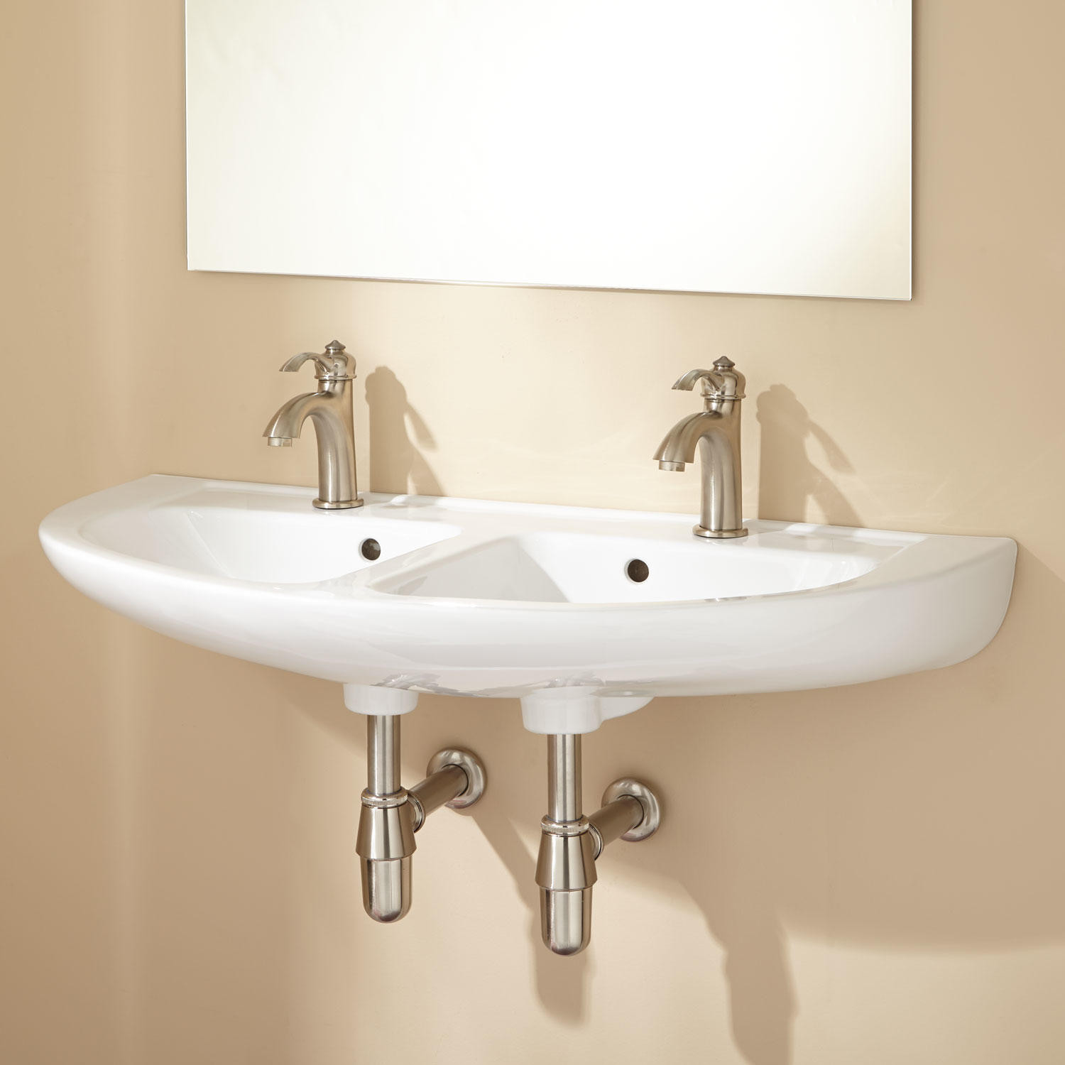 Dual Bathroom Sink
 Cassin Double Bowl Wall Mount Bathroom Sink