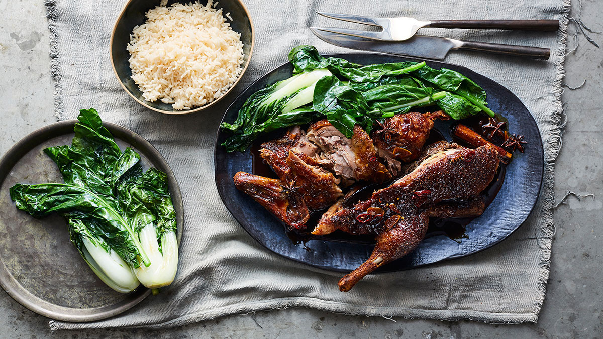 Duck And Rice Recipes
 Spiced honey roasted duck with rice and Asian greens Duck