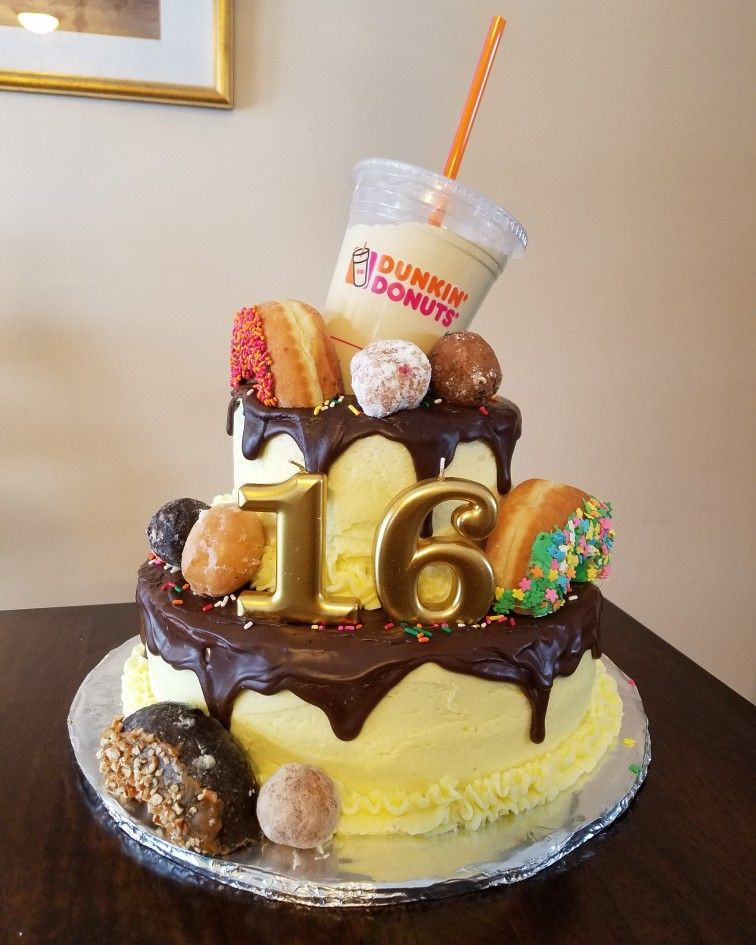 Dunkin Donuts Birthday Cake
 Sweet 16 Dunkin Donuts cake