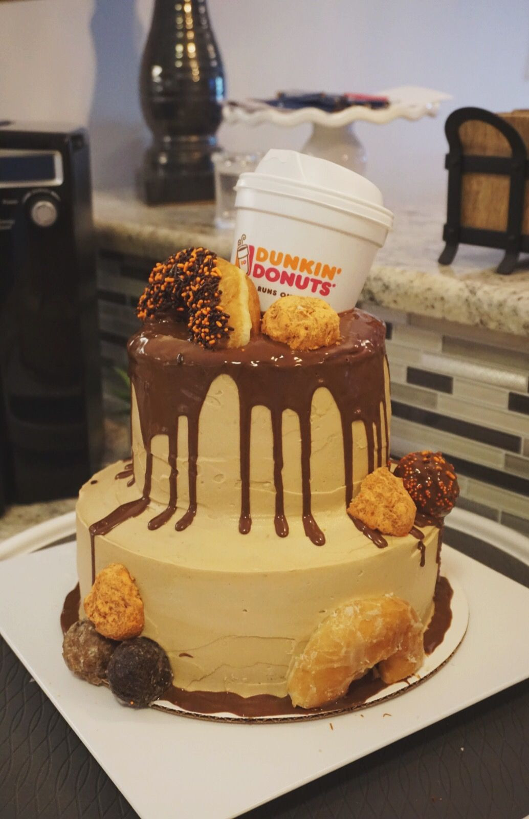 Dunkin Donuts Birthday Cake
 Dunkin’ Donuts birthday cake by paperdeers